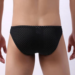 a sexy gay man in black Men's Hollow Mesh Briefs - pridevoyageshop.com - gay men’s underwear and swimwear
