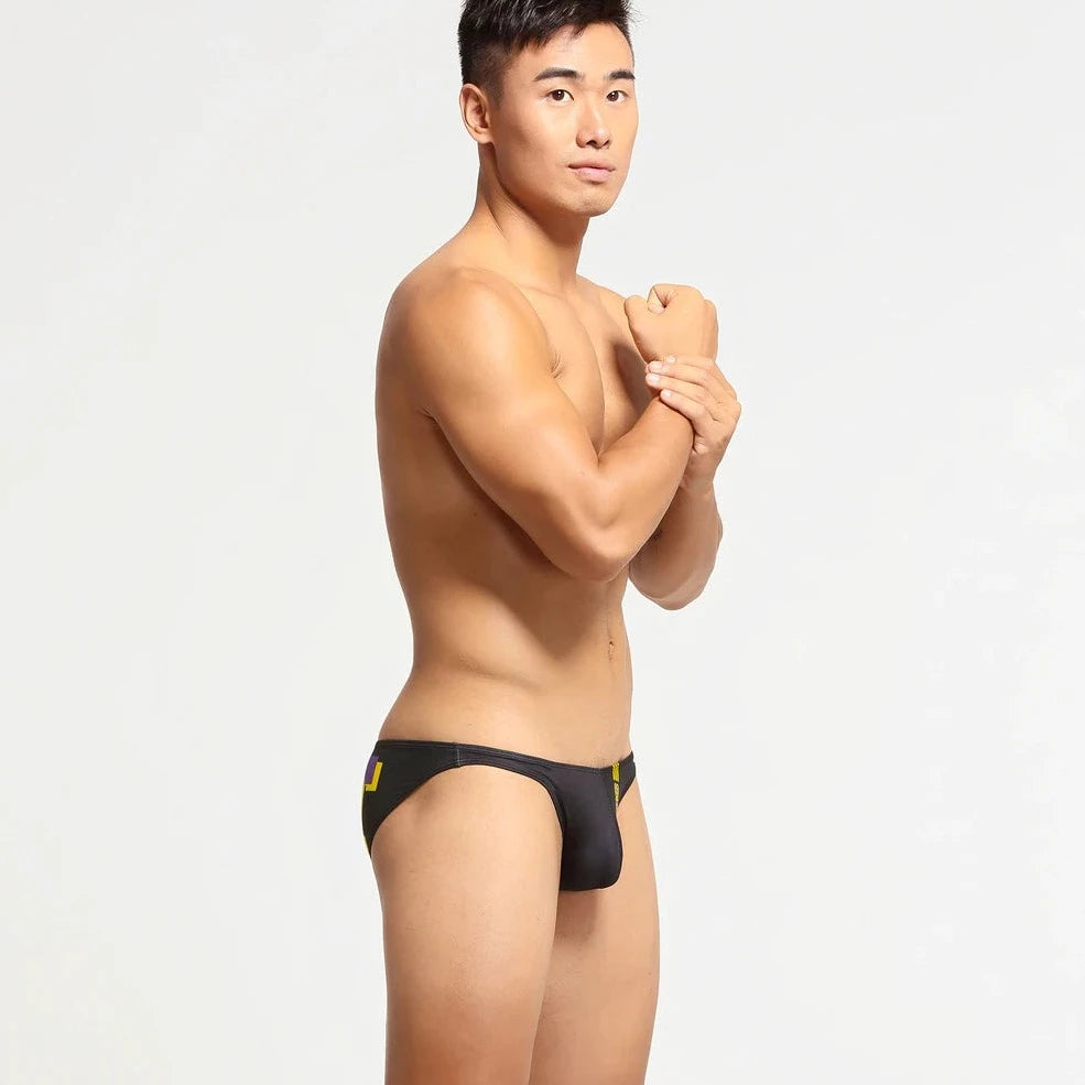 a hot gay man in black Bottom's Hot Skinny Boxer Briefs - pridevoyageshop.com - gay men’s underwear and swimwear