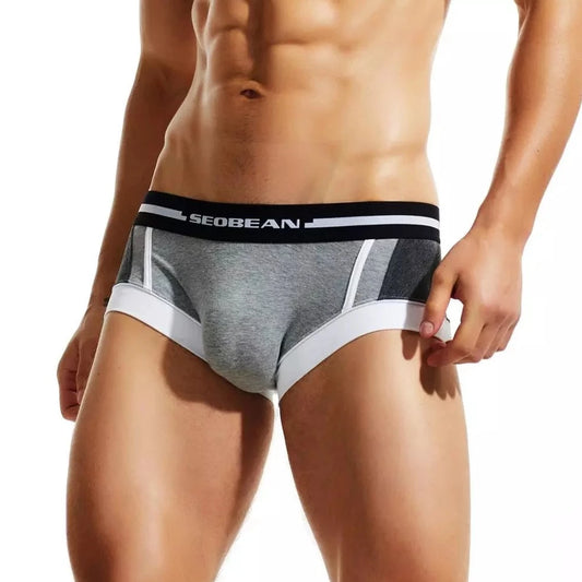 gray SEOBEAN Men's Basic Boxer Briefs - pridevoyageshop.com - gay men’s underwear and swimwear