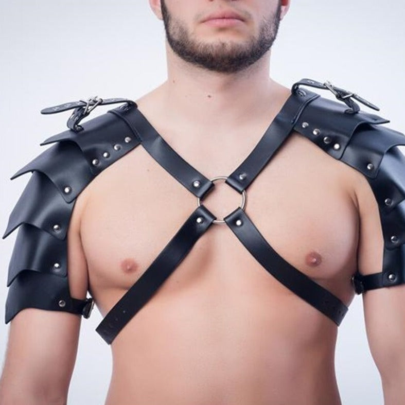 sexy gay man in Gothic Winged Gladiator Harness | Gay Harness- pridevoyageshop.com - gay men’s harness, lingerie and fetish wear