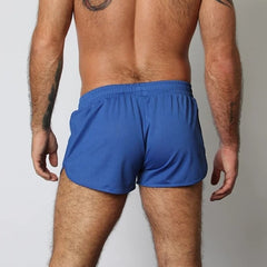 sexy gay man in blue Men's Mesh Gym Short Shorts | Gay Shorts - Men's Activewear, gym short, sport shorts, running shorts- pridevoyageshop.com