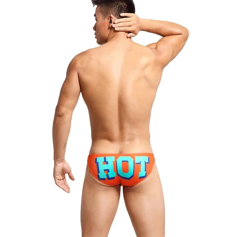a hot gay man in orange Bottom's Hot Skinny Boxer Briefs - pridevoyageshop.com - gay men’s underwear and swimwear