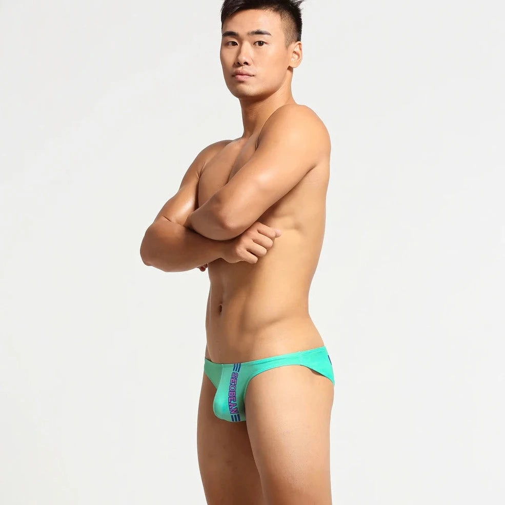 a hot gay man in sky blue Bottom's Hot Skinny Boxer Briefs - pridevoyageshop.com - gay men’s underwear and swimwear