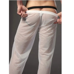 a hot gay man in white Mens Mesh Sheer Stretch Lounge Pants | Gay Loungewear & Pajamas - pridevoyageshop.com - gay pajamas, gay loungewear, gay sleepwear