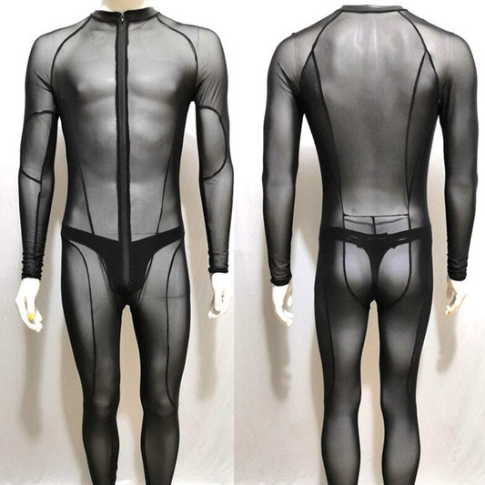 Gay Bodysuit and Singlet | Men's Full Body Mesh Bodysuit - Men's Singlets, Bodysuits, Leotard & Unitard - pridevoyageshop.com