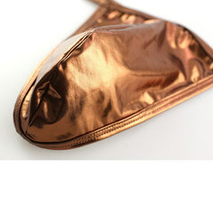 details of coffee CLEVER-MENMODE Shiny Faux Leather Thong | Gay Mens Underwear- pridevoyageshop.com - gay men’s underwear and swimwear