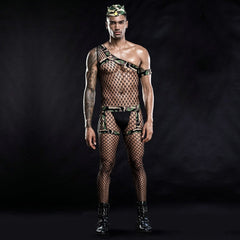 a hot gay man in Men's Camo Army Fishnet Costume | Gay Costume & Club Wear - pridevoyageshop.com - gay costumes, men role play outfits, gay party costumes and gay rave outfits