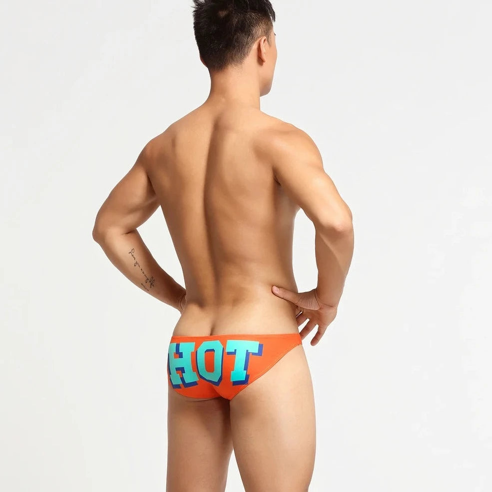 a hot gay man in orange Bottom's Hot Skinny Boxer Briefs - pridevoyageshop.com - gay men’s underwear and swimwear