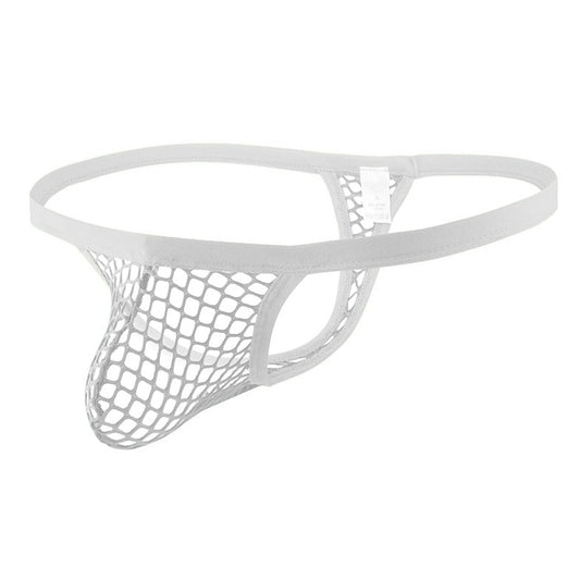 White CLEVER-MENMODE - Fishnet Thongs: Mens See Thru Panties - pridevoyageshop.com - gay men’s underwear and swimwear