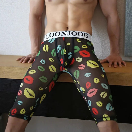 Rainbow Kisses Men's Mesh Knee High Long Johns - pridevoyageshop.com - gay men’s underwear and swimwear