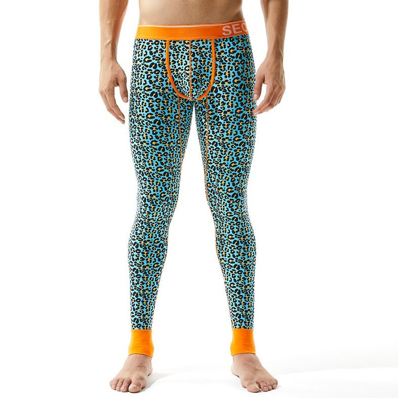sexy gay man in blue Gay Leggings | Seobean Leopard Print Thermal Leggings - pridevoyageshop.com - gay men’s underwear and activewear