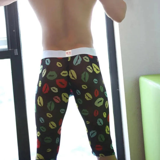 Rainbow Kisses Men's Mesh Knee High Long Johns - pridevoyageshop.com - gay men’s underwear and swimwear