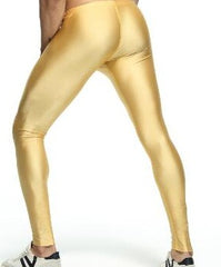 sexy gay man in gold Gay Leggings | Men's Bold Metallic Leggings - pridevoyageshop.com - gay men’s underwear and activewear