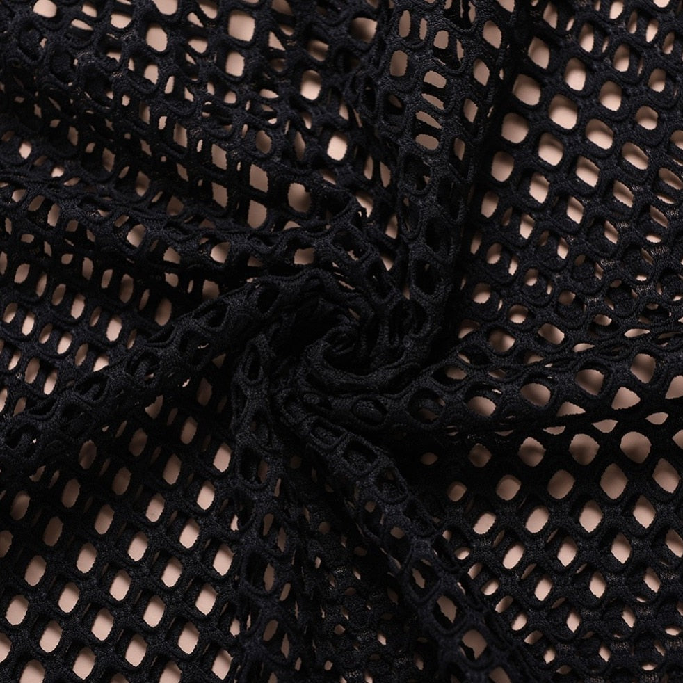 details of black Gay Men's Summer Fashion | Men's Fishnet T-Shirt: Mesh Men's Shirt- pridevoyageshop.com - gay men’s harness, lingerie and fetish wear