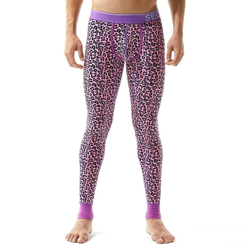 sexy gay man in pink Gay Leggings | Seobean Leopard Print Thermal Leggings - pridevoyageshop.com - gay men’s underwear and activewear