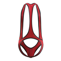 red Gay Singlet and Bodysuit | Men's Pouch Mesh Jockstrap Singlet - Men's Singlets, Bodysuits, Leotard & Unitard - pridevoyageshop.com
