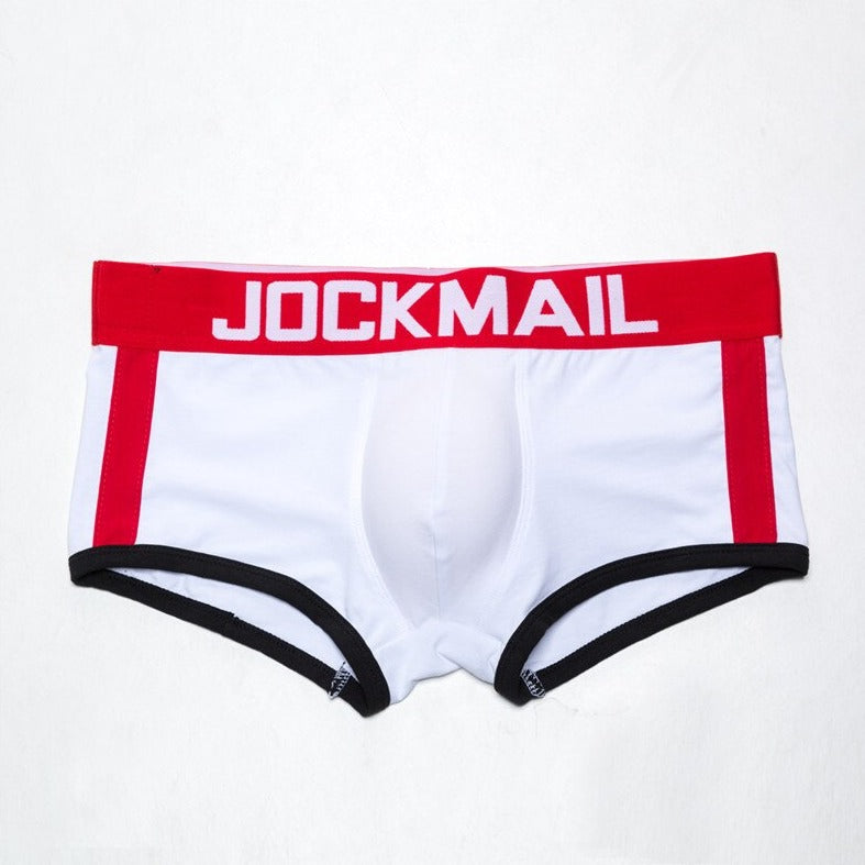 details of white Jockmail Packing Underwear Boxers | Gay Underwear- pridevoyageshop.com - gay men’s underwear and swimwear