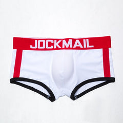 details of white Jockmail Packing Underwear Boxers | Gay Underwear- pridevoyageshop.com - gay men’s underwear and swimwear