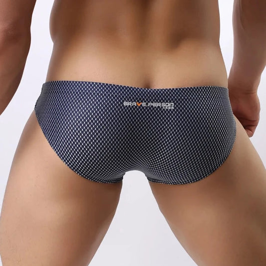 a hot gay man in Royal blue Brave Person Men's Breathable Mesh Briefs - pridevoyageshop.com - gay men’s underwear and swimwear