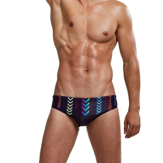 a sexy gay man in Men's Patterned Swim Briefs - pridevoyageshop.com - gay men’s underwear and swimwear