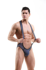 sexy gay man in gray Gay Singlet and Bodysuit | Men's Pouch Mesh Jockstrap Singlet - Men's Singlets, Bodysuits, Leotard & Unitard - pridevoyageshop.com