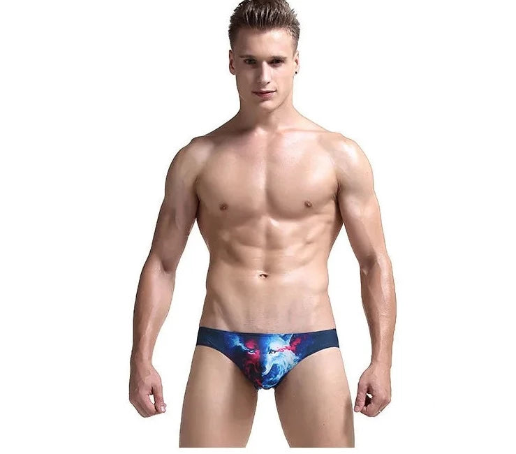 a hot man in Men's Wild Animal Print Bikini Briefs - pridevoyageshop.com - gay men’s underwear and swimwear