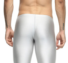 sexy gay man in silver Gay Leggings | Men's Bold Metallic Leggings - pridevoyageshop.com - gay men’s underwear and activewear