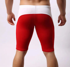 a hot gay man in red Brave Person Two Toned Knee High Gym Shorts - pridevoyageshop.com - gay men’s underwear and swimwear