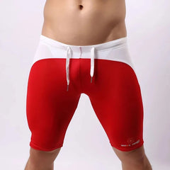 a hot gay man in red Brave Person Two Toned Knee High Gym Shorts - pridevoyageshop.com - gay men’s underwear and swimwear