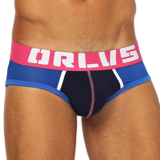 a hot gay man in blue ORLVS Bold Color See Throu Mesh Briefs - pridevoyageshop.com - gay men’s underwear and swimwear