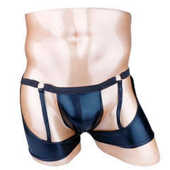 Men’s PU Leather Fetish Cage Garter Bare Thong