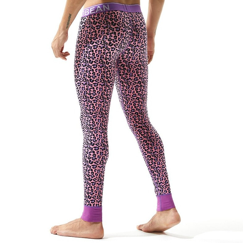 sexy gay man in pink Gay Leggings | Seobean Leopard Print Thermal Leggings - pridevoyageshop.com - gay men’s underwear and activewear