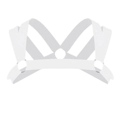 white Elastic Double Strap Shoulder Chest Harness | Gay Harness- pridevoyageshop.com - gay men’s harness, lingerie and fetish wear