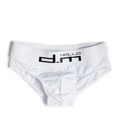 white DM Gay Men's Hello Briefs - pridevoyageshop.com - gay men’s underwear and swimwear