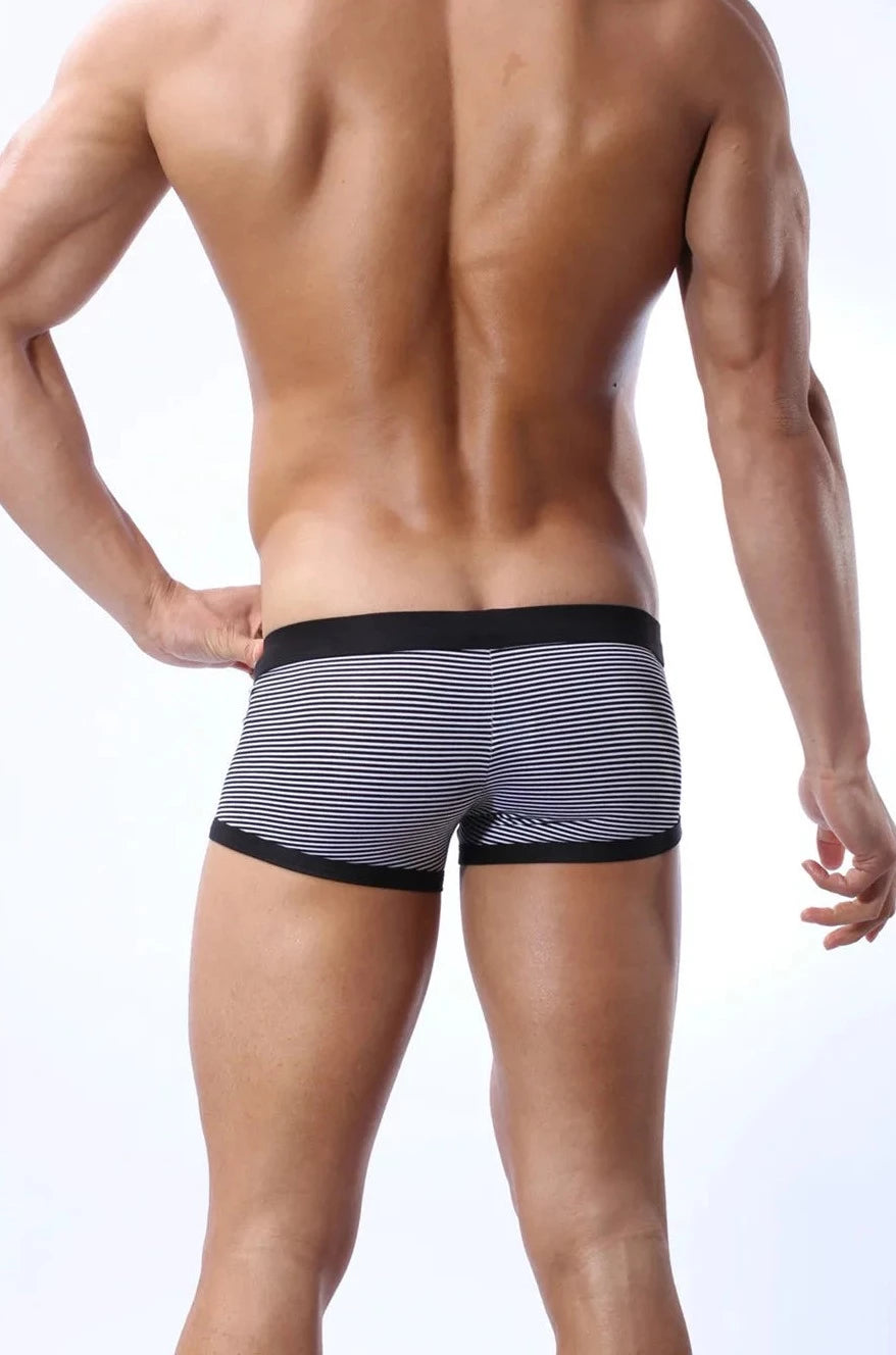 a sexy gay man in black Brave Person Thin Stripe Lycra Boxer Briefs - pridevoyageshop.com - gay men’s underwear and swimwear