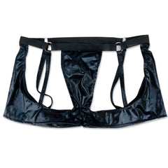 Men’s PU Leather Fetish Cage Garter Bare Thong