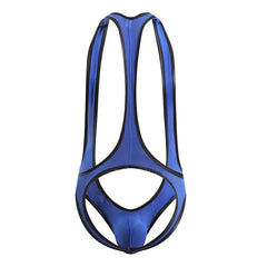 blue Gay Singlet and Bodysuit | Men's Pouch Mesh Jockstrap Singlet - Men's Singlets, Bodysuits, Leotard & Unitard - pridevoyageshop.com