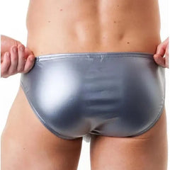 a hot gay man in silver Male Stripper's Shiny Briefs - pridevoyageshop.com - gay men’s underwear and swimwear