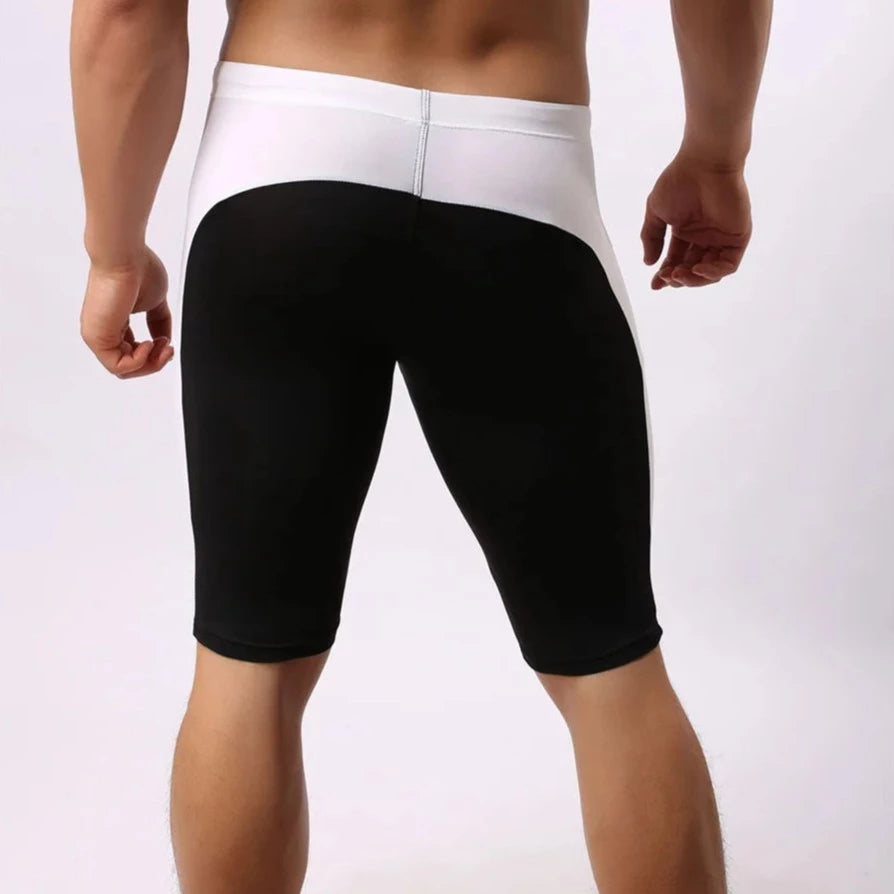 a hot gay man in black Brave Person Two Toned Knee High Gym Shorts - pridevoyageshop.com - gay men’s underwear and swimwear