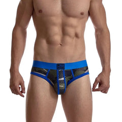 a hot gay man in blue Jockmail Men's Mesh Camo Briefs - pridevoyageshop.com - gay men’s underwear and swimwear