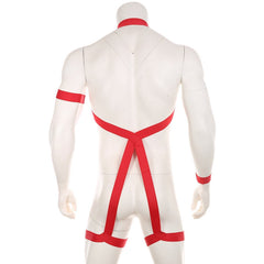 Red Elastic Full Body Halter-Harness Clubwear: Gay Male Lingerie- pridevoyageshop.com - gay men’s harness, lingerie and fetish wear