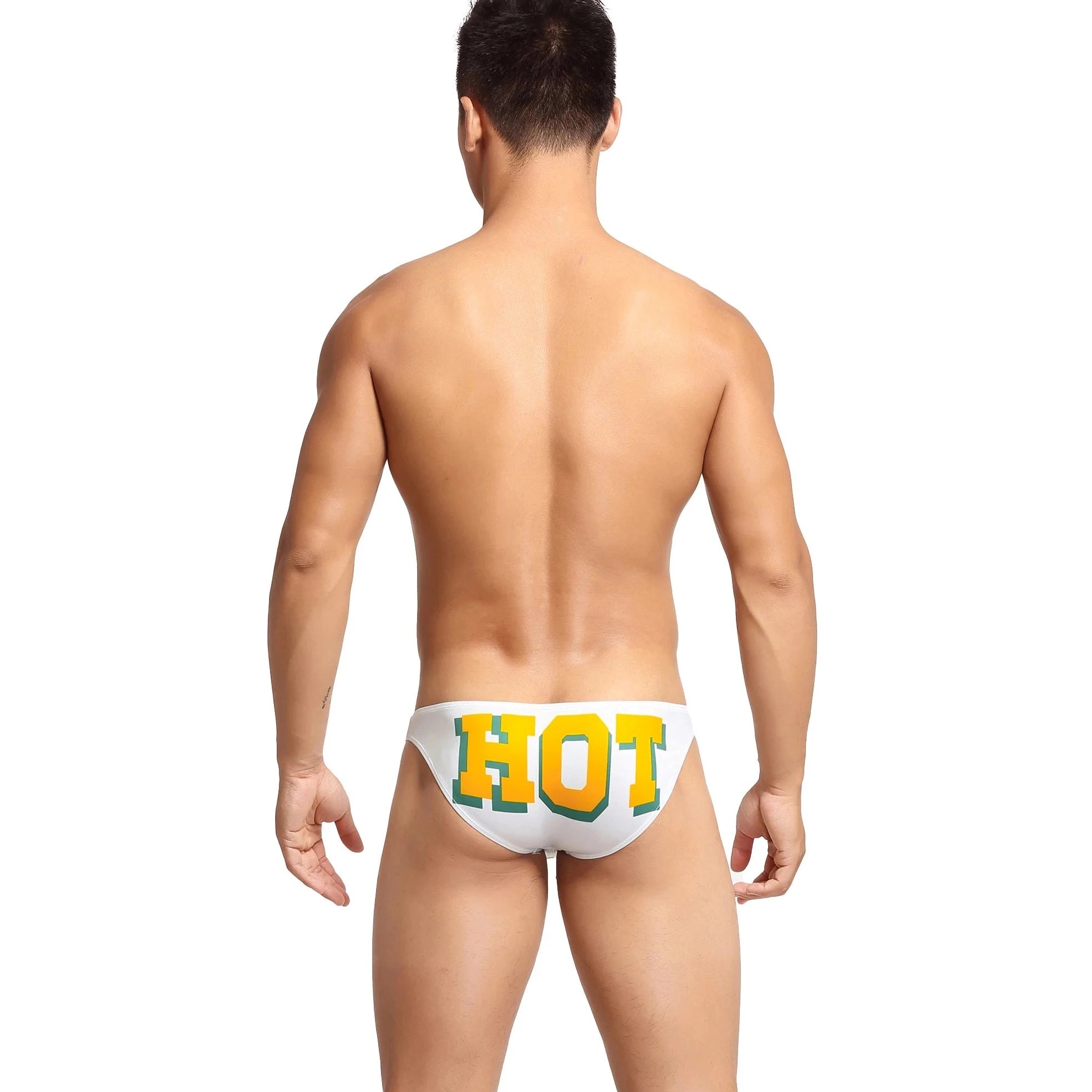 a hot gay man in white Bottom's Hot Skinny Boxer Briefs - pridevoyageshop.com - gay men’s underwear and swimwear