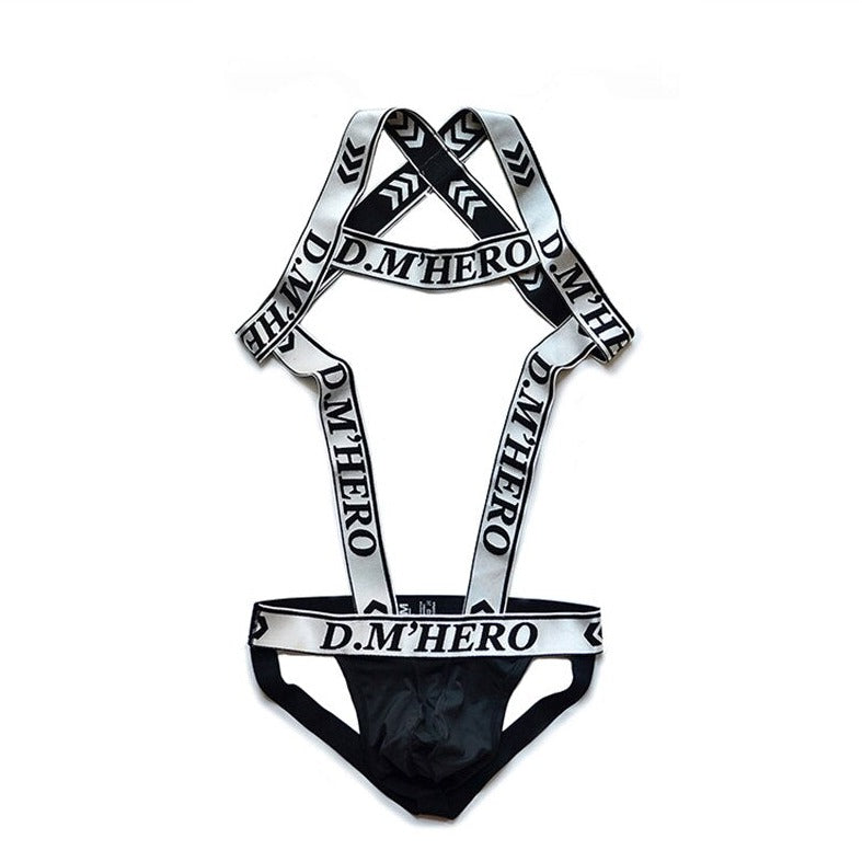 silver DM Hero Jockstrap Harness | Gay Harness- pridevoyageshop.com - gay men’s harness, lingerie and fetish wear