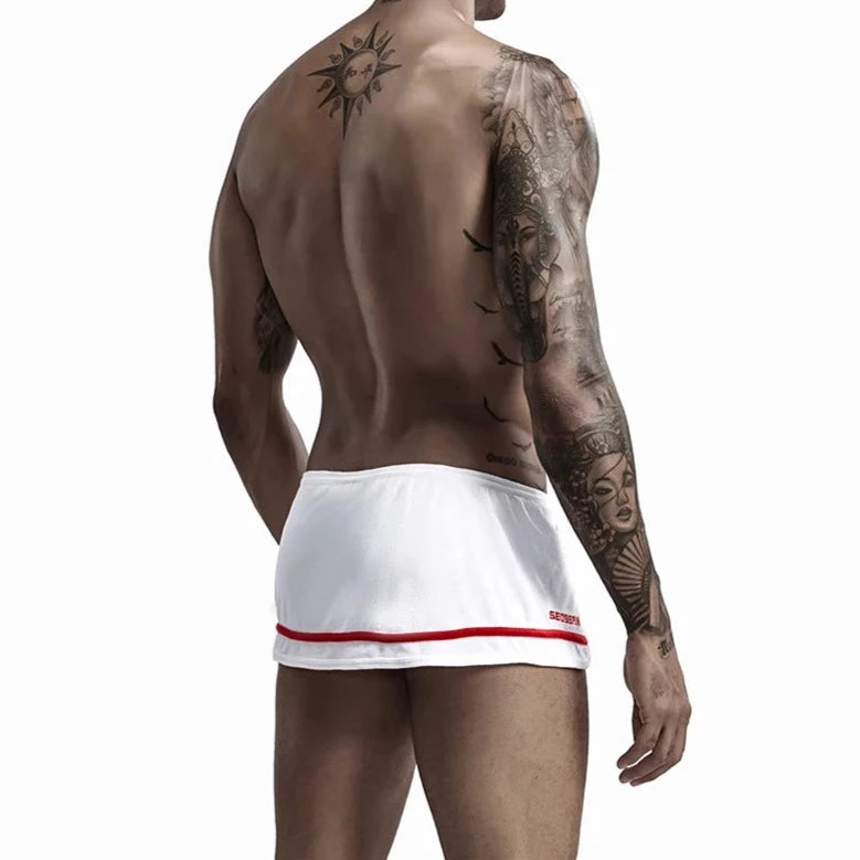 a hot gay man in white Men's Running Shorts with Hidden Briefs - pridevoyageshop.com - gay men’s underwear and swimwear