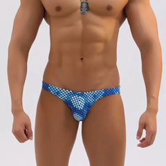 a sexy gay man in blue Men's Skinny Aqua Optix Swim Briefs - pridevoyageshop.com - gay men’s underwear and swimwear