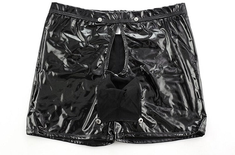 details of black Kinky Removable Open Pouch Boxers | Gay Underwear- pridevoyageshop.com - gay men’s underwear and swimwear