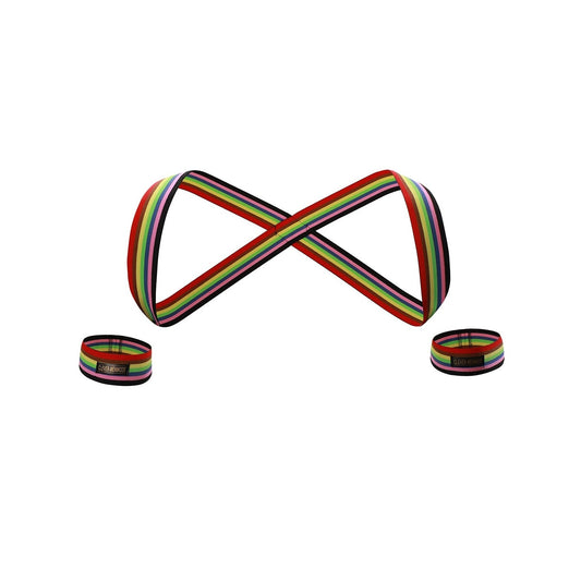 Rainbow Pride Elastic Chest Harness: Men's Sexy Clubwear and Lingerie- pridevoyageshop.com - gay men’s harness, lingerie and fetish wear