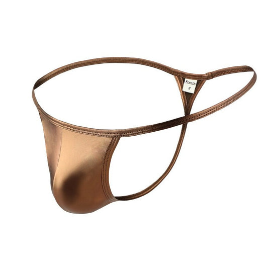 coffee CLEVER-MENMODE Shiny Faux Leather Thong | Gay Mens Underwear- pridevoyageshop.com - gay men’s underwear and swimwear