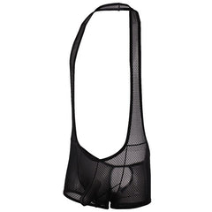 black Gay Singlet and Bodysuit | Men's Cheeky Mesh Blackless Singlets - Men's Singlets, Bodysuits, Rompers & Jumpsuits - pridevoyageshop.com