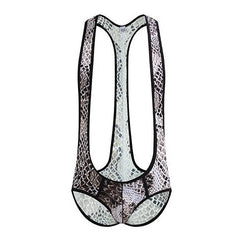 snake Gay Bodysuit and Singlet | Men's Kinky Camo Wrestling Bodysuit - Men's Singlets, Bodysuits, Leotard & Unitard - pridevoyageshop.com